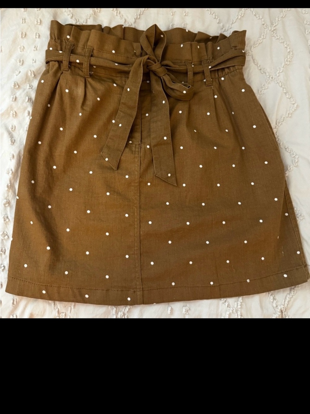 Blu Pepper Brown Polka Dot Paperbag Waist Mini Skirt with Tie
